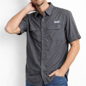 Columbia PFG Short-Sleeve Button-Down Shirt - Gray size XL